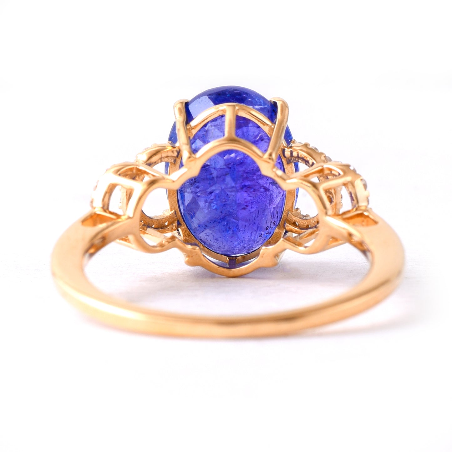 5.03 Ct Oval Mixed Cut Natural Tanzanite 14K Gold Ring