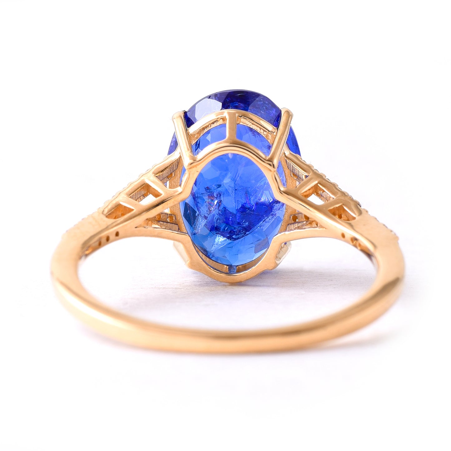 4.47 Ct Oval Mixed Cut Natural Tanzanite 14K Gold Ring