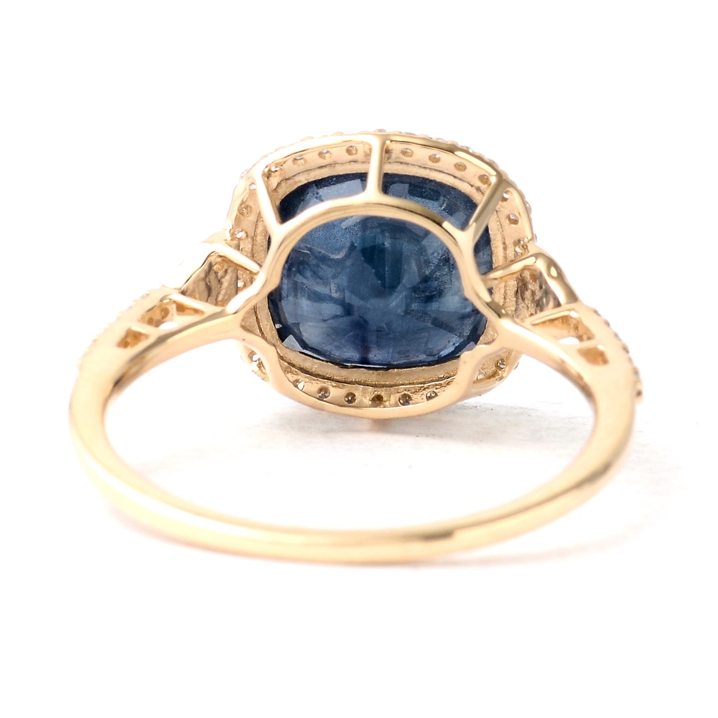 4.51 Ct Cushion Mixed Cut Natural Corundum Sapphire 14K Gold Ring