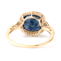 4.51 Ct Cushion Mixed Cut Natural Corundum Sapphire 14K Gold Ring