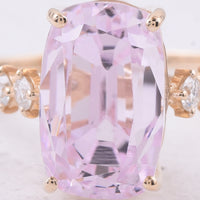 7.88 Ct Cushion Natural Kunzite 14K Gold Ring
