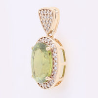2.35 Ct Oval Mixed Cut Natural Green Sapphire 14K Gold Pendant