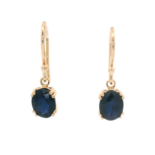 3.62 Ct Oval Sapphire 14K Gold Earrings
