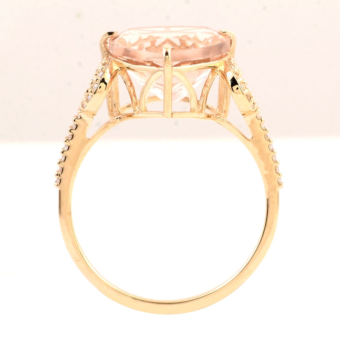 4.45 Carats Natural Beryl Morganite 14K Gold Ring