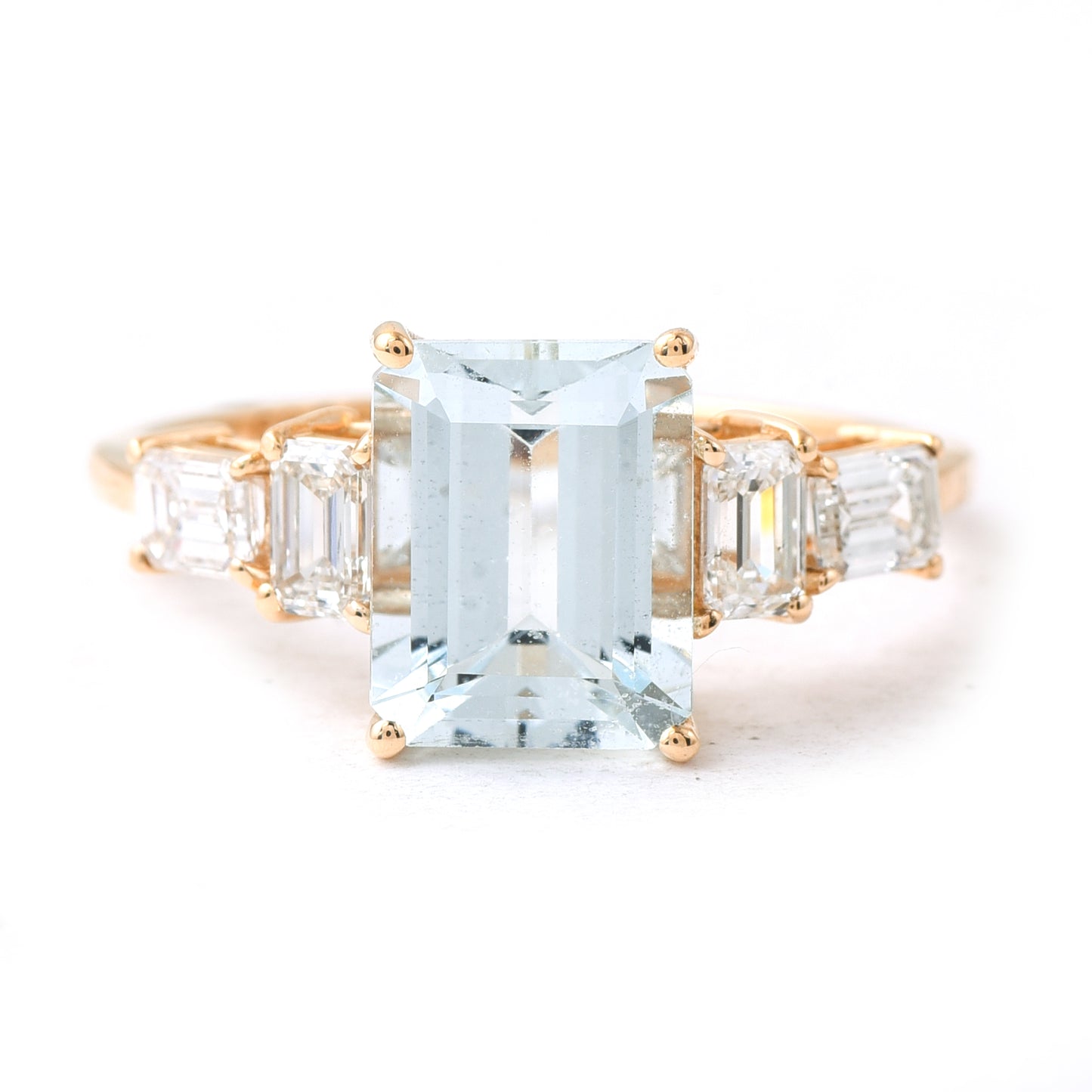 1.89 Ct Octagon Step Cut Natural Aquamarine 14K Gold Ring
