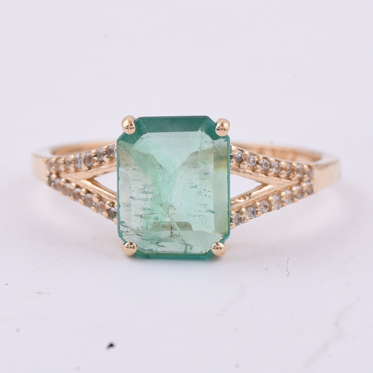 1.68 Ct Octagon Step Cut Natural Emerald 14K Gold Ring