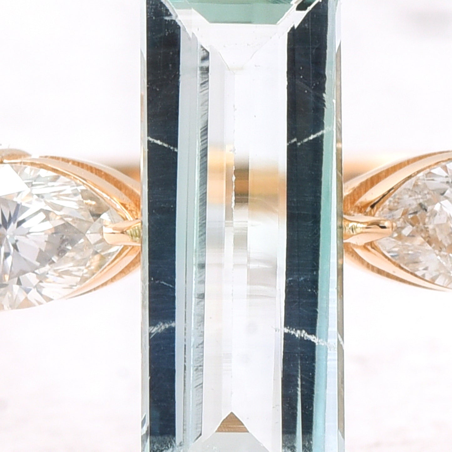 1.39 Ct Rectangle Step Cut Natural Aquamarine 14K Gold Ring