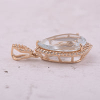 4.88 Ct Pear Mixed Cut Natural Aquamarine 14K Gold Pendant