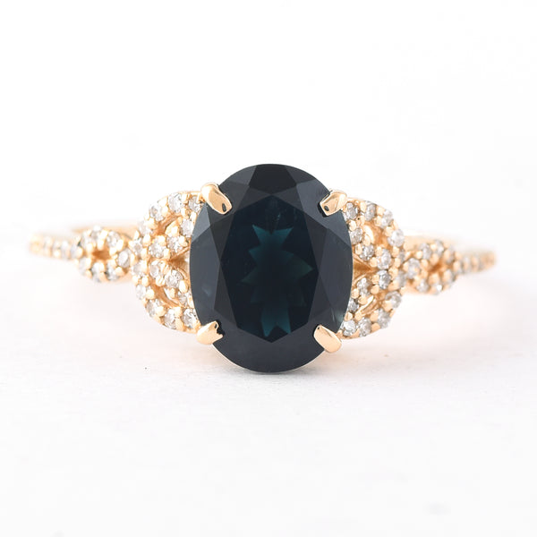 2.08 Ct Oval Mixed Cut Natural Tourmaline 14K Gold Ring