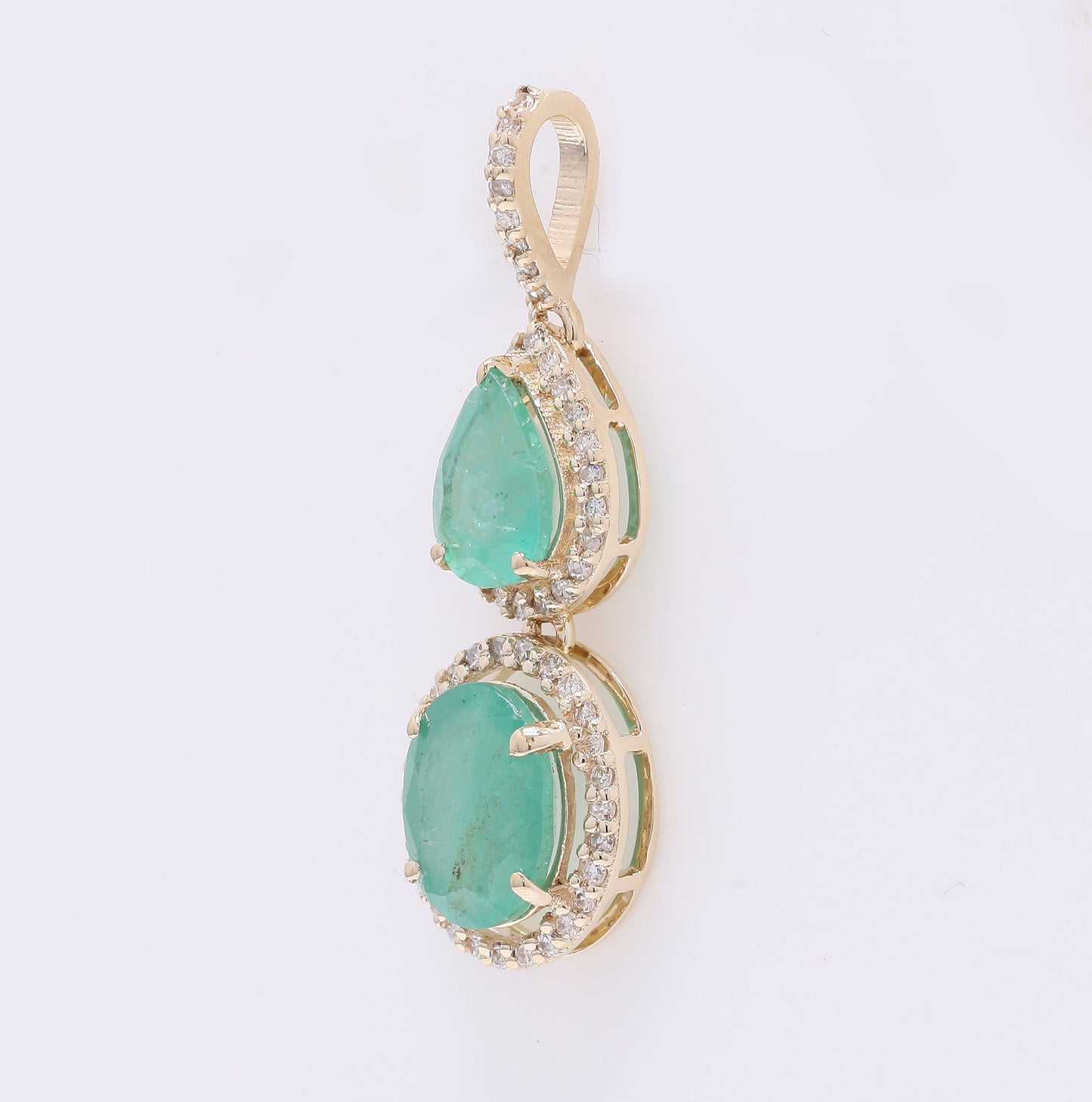 1.98 Ct Oval Mixed Cut Natural Emerald 14K Gold Pendant