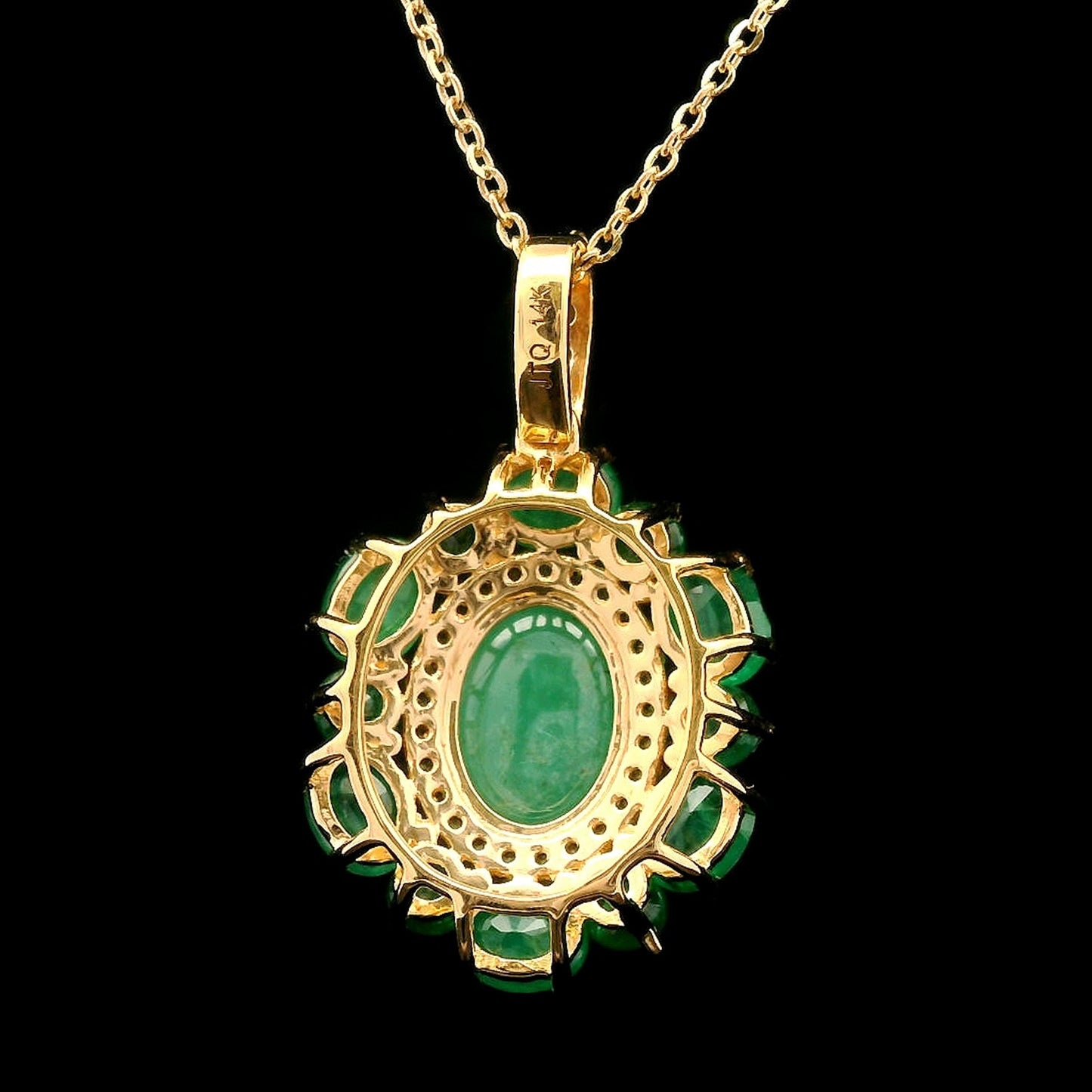 3.35 Ct Oval Emerald 14K Gold Pendant