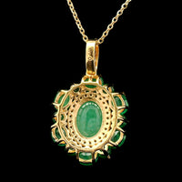 3.35 Ct Oval Emerald 14K Gold Pendant