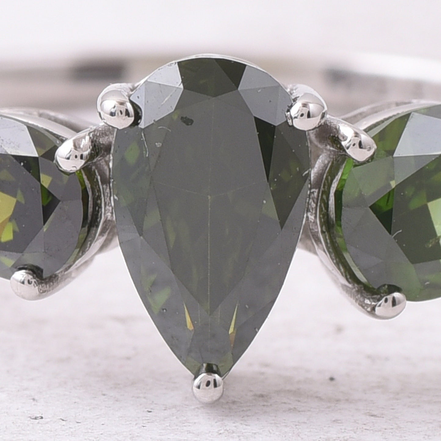 1.55 Ct Pear Green Diamond 950 Platinum Ring