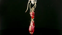 44.01 Ct Pear Lab Grown Ruby 14K Gold Earrings