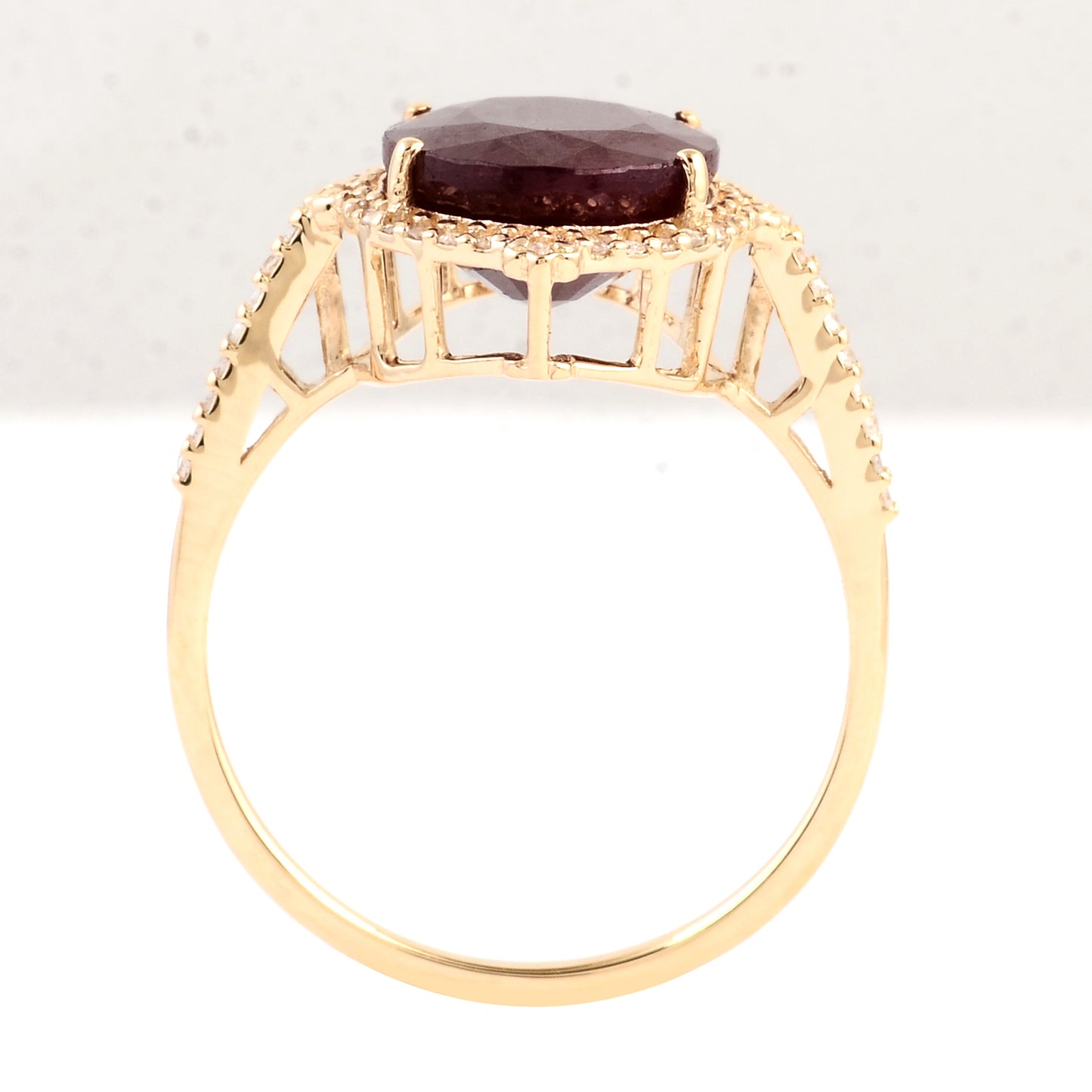 5.22 Ct Oval Mixed Cut Natural Corundum Ruby 14K Gold Ring