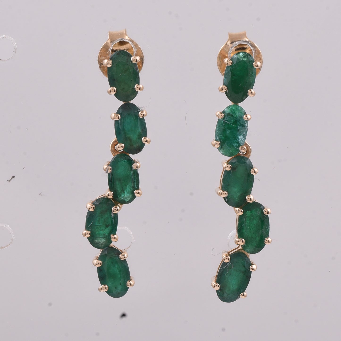 2.19 Ct Oval Natural Emerald 14K Gold Earrings