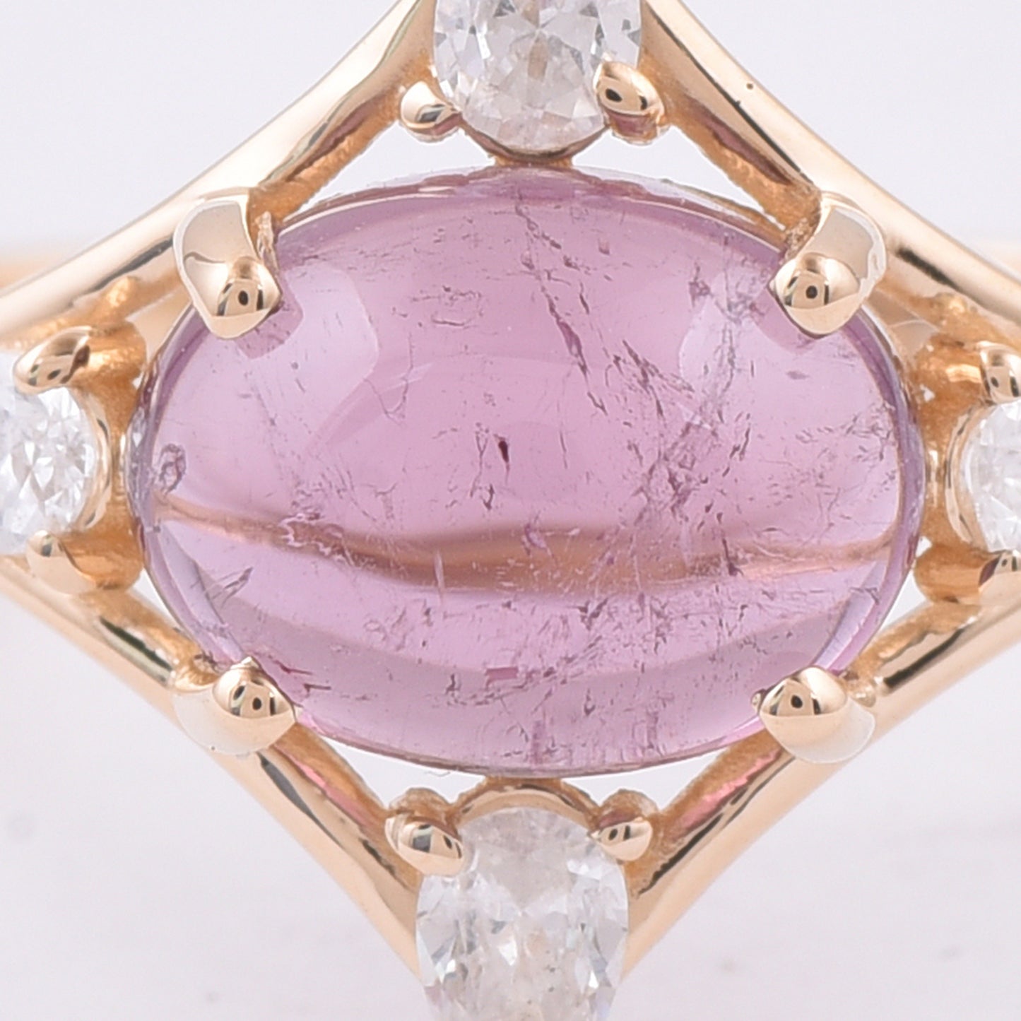 1.99 Ct Oval Cabochon Cut Natural Pink Tourmaline 14K Gold Ring