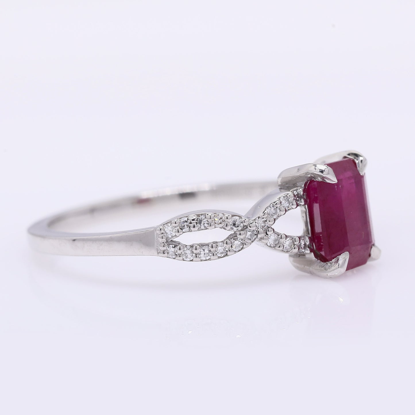 1.26 Ct Octagon Step Cut Natural Ruby 950 Platinum Ring