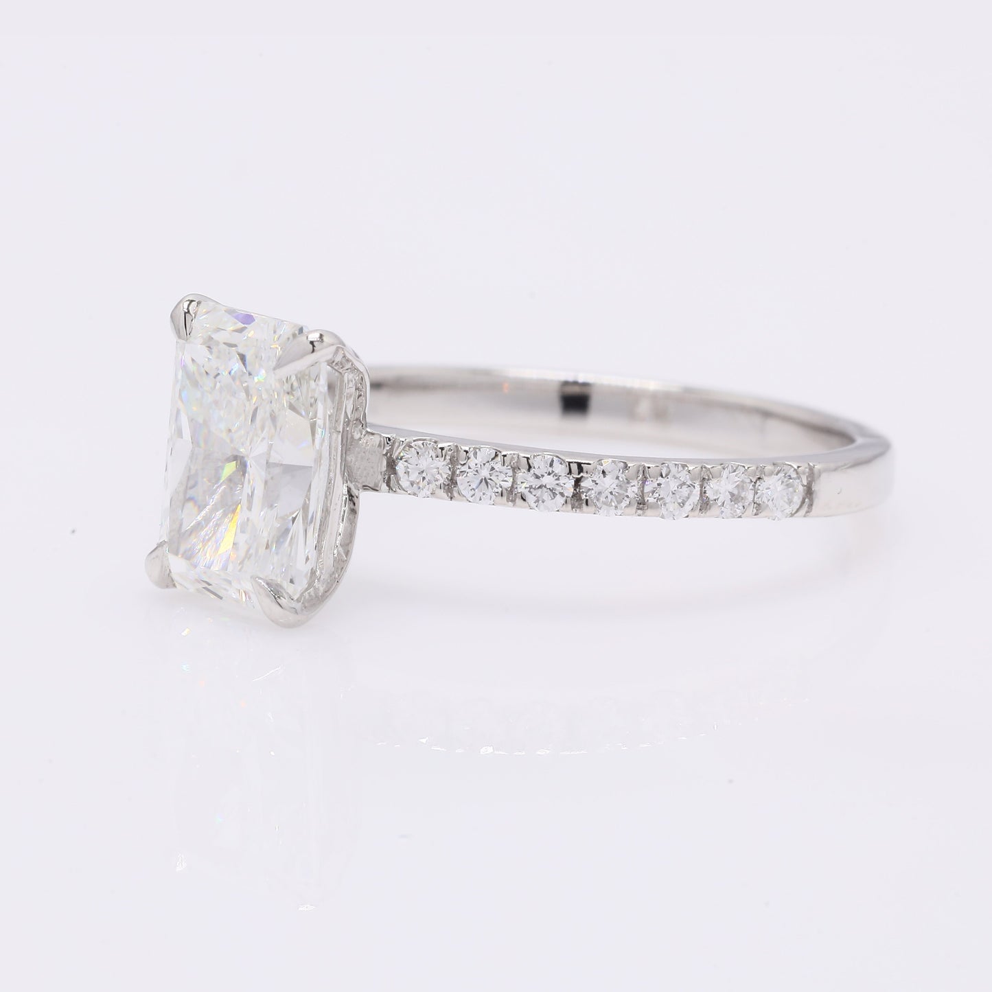 2.11 Ct Cut Cornere Rectangular Modifie Brilliant Lab Grown Diamond 950 Platinum Ring
