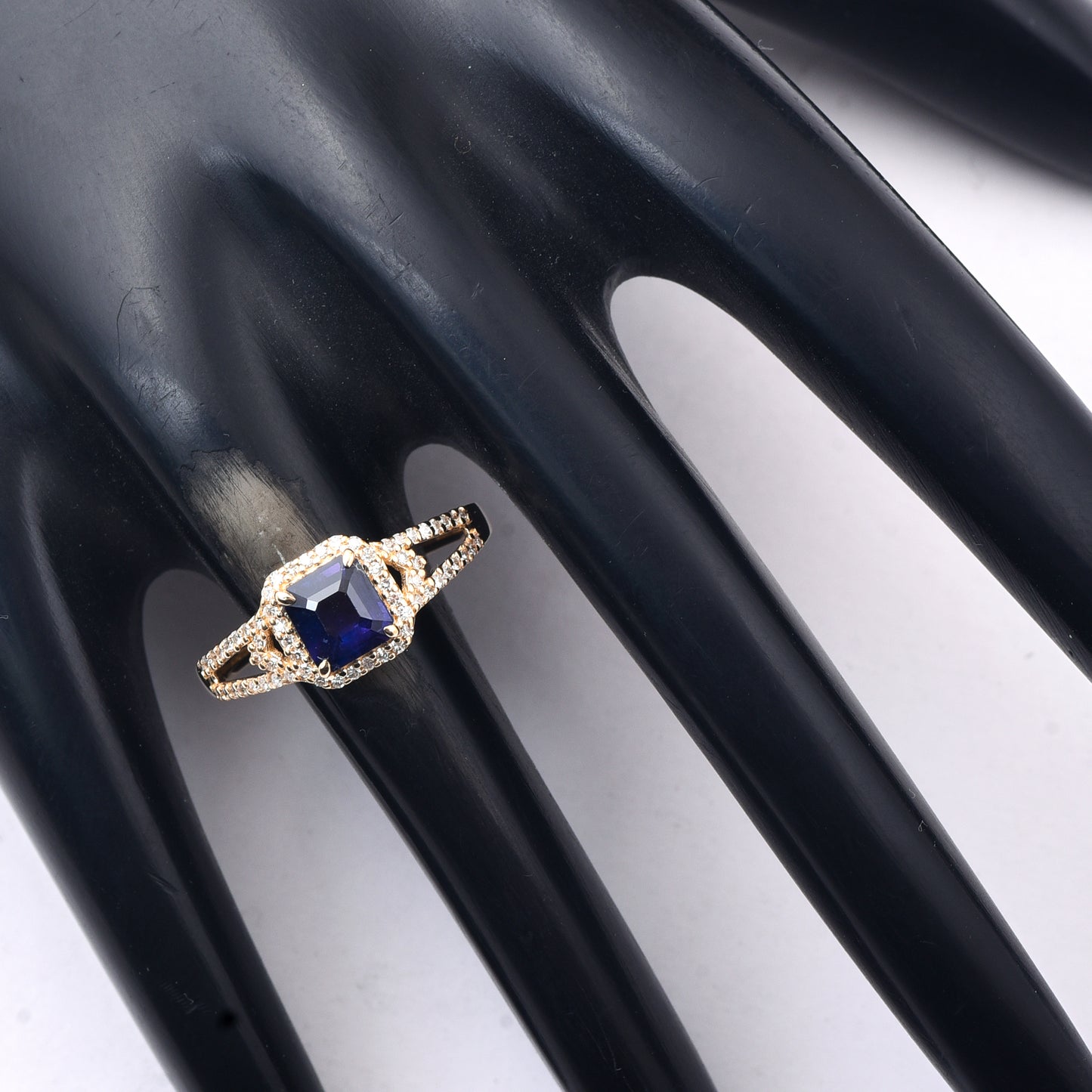 1.25 Ct Octagon Blue Sapphire 14K Gold Ring