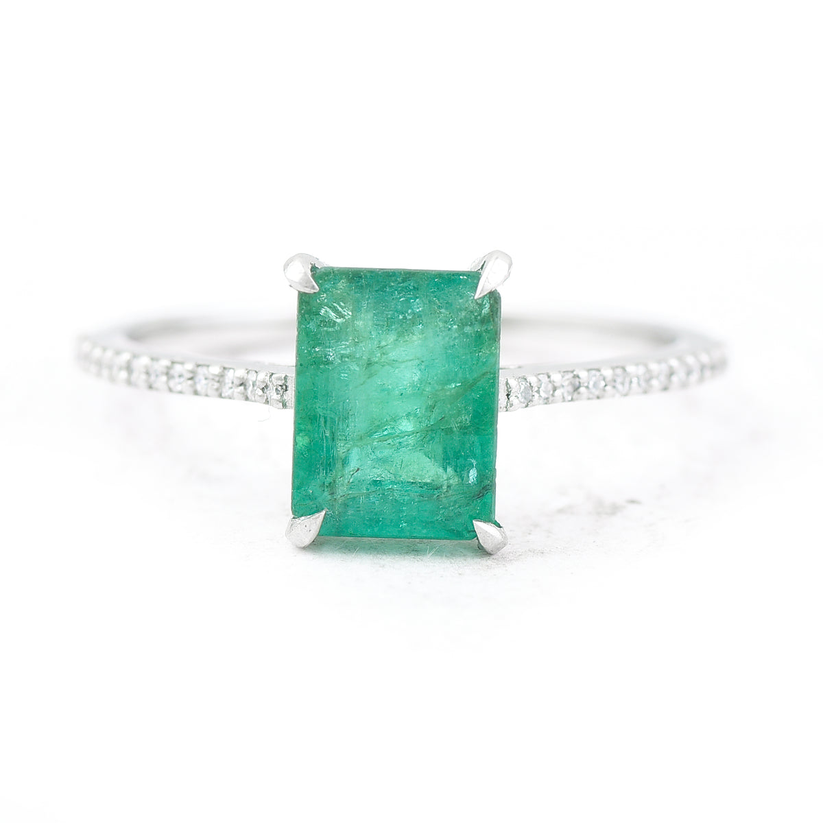1.83 Ct Octagon Step Cut Natural Emerald 950 Platinum Ring