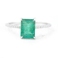 1.83 Ct Octagon Step Cut Natural Emerald 950 Platinum Ring