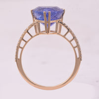 4.51 Ct Triangle Mixed Cut Natural Tanzanite 14K Gold Ring