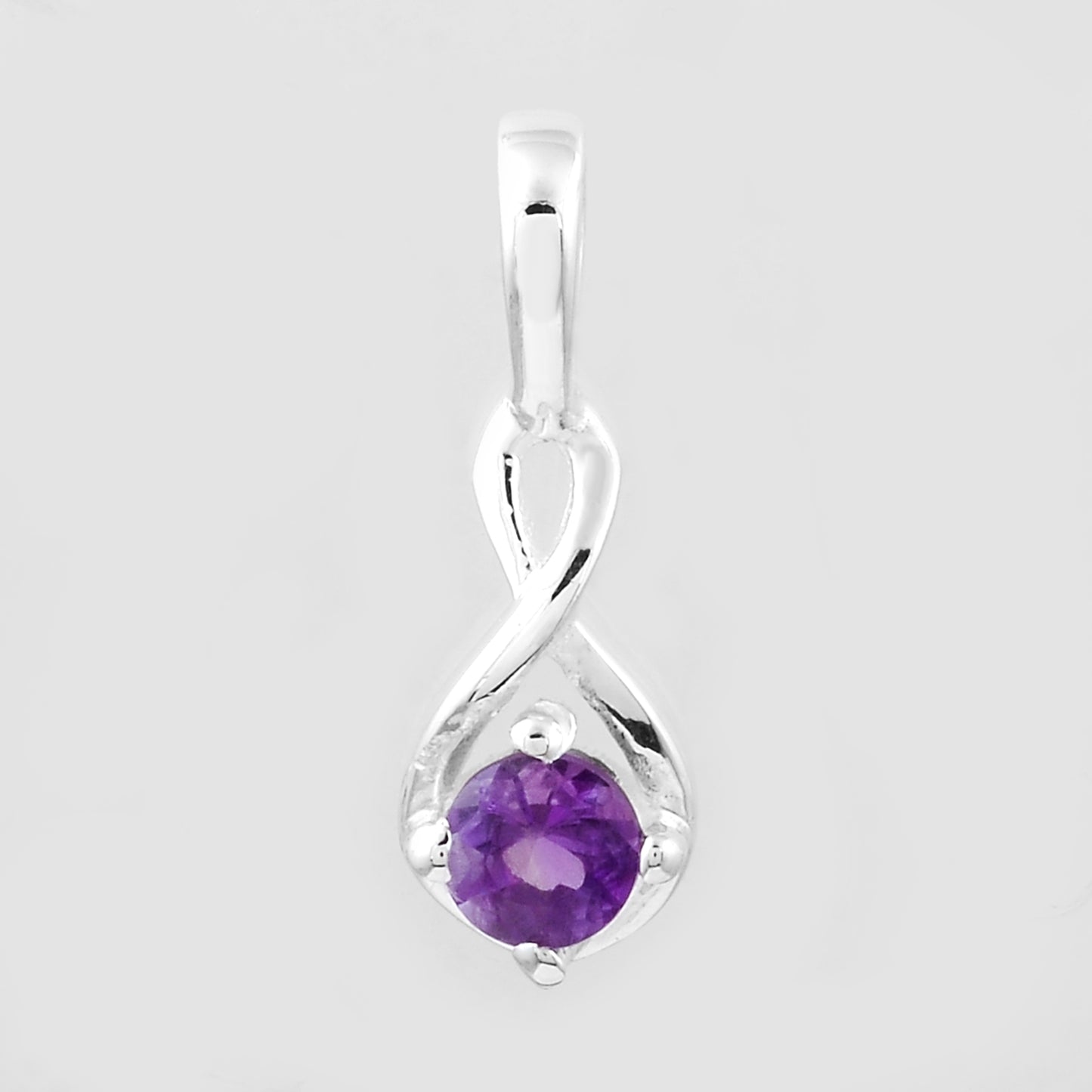 0.14 Ct Round Amethyst, 925 Sterling Silver Pendant