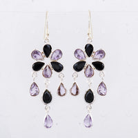 10.13 Ct Amethyst, Sapphire 925 Sterling Silver Earrings