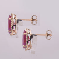 5.22 Ct Oval Ruby 9K Gold Earrings