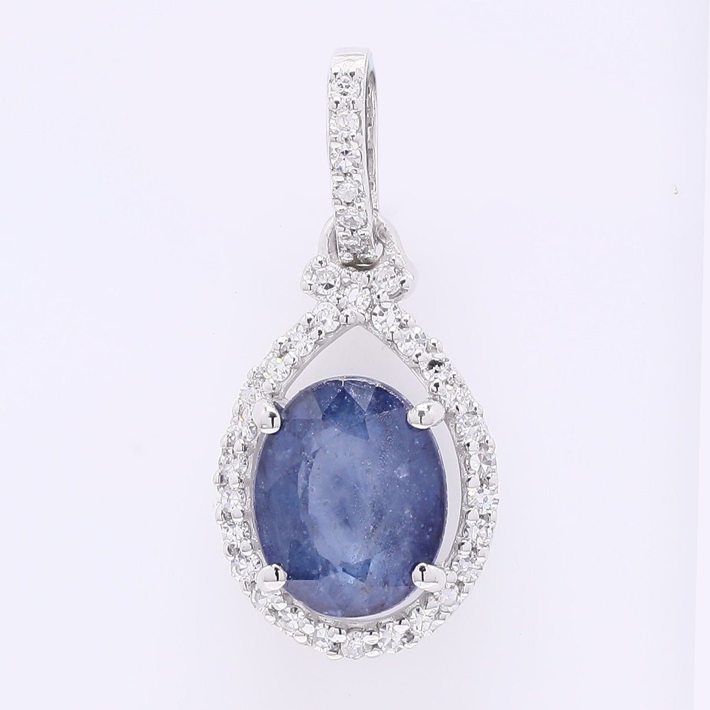 1.60 Ct Oval Mixed Cut Natural Sapphire 950 Platinum Pendant