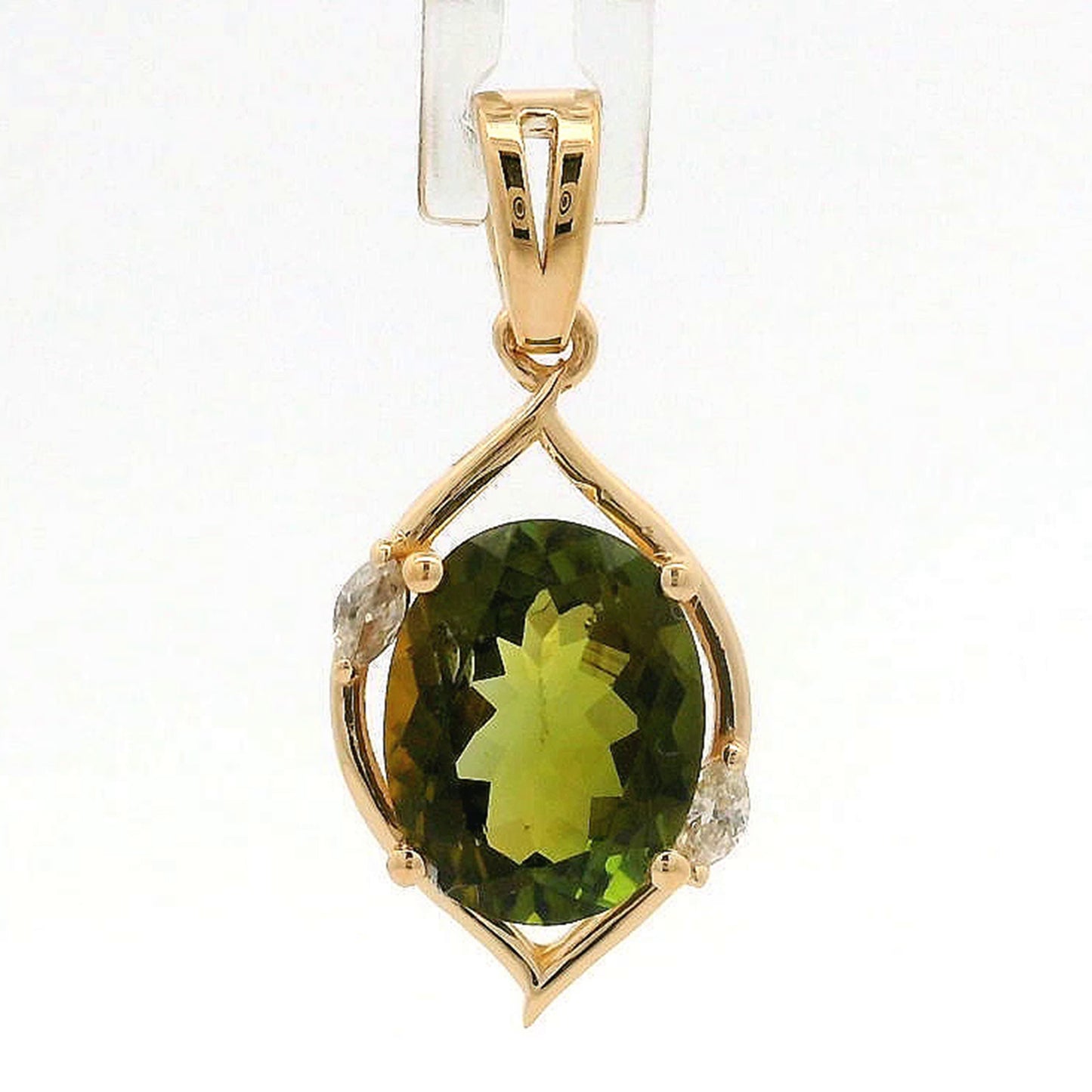 1.95 Ct Oval Tourmaline 14K Gold Pendant
