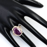 7.94 Ct Oval Mixed Cut Natural Corundum Ruby 14K Gold Ring