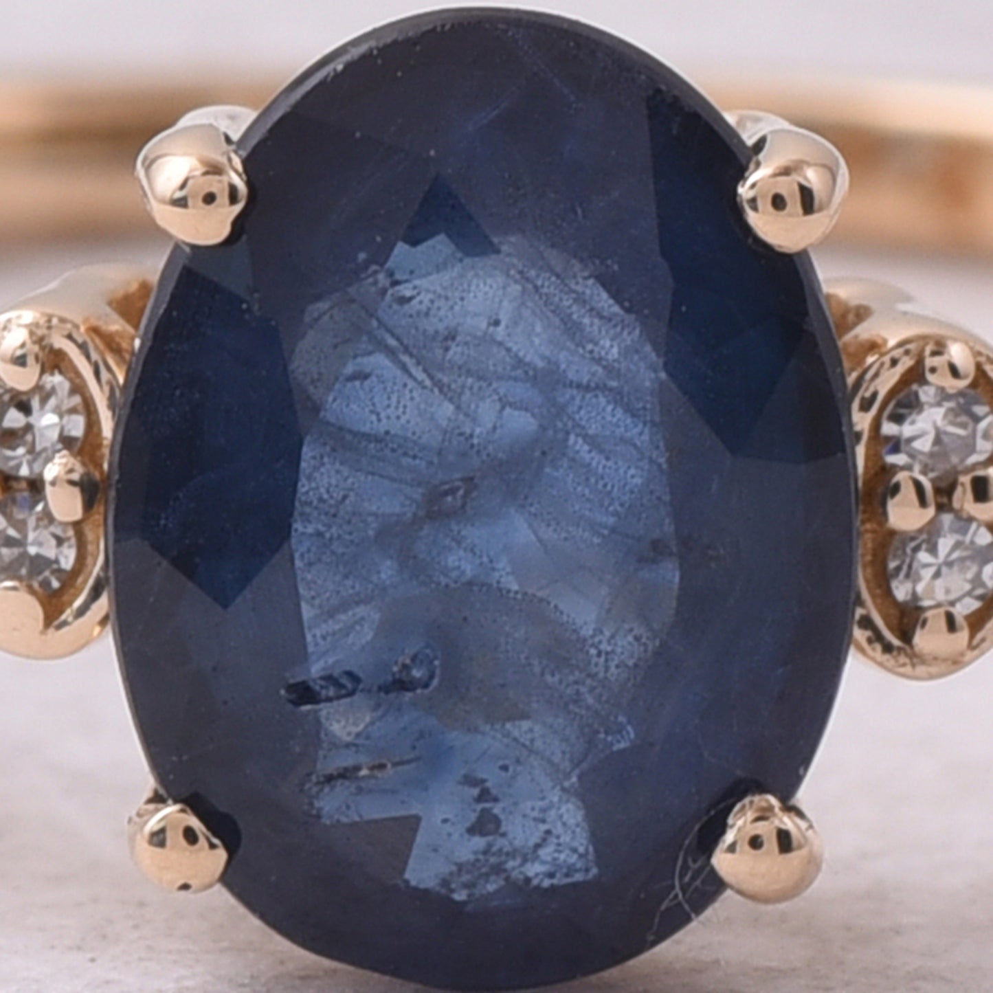 1.43 Ct Oval Mixed Cut Natural Sapphire 14K Gold Ring