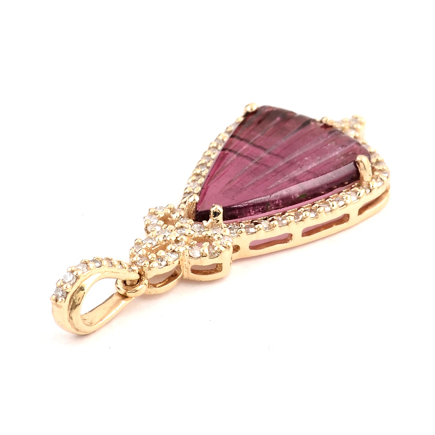 1.38 Ct Fancy Carving Natural Tourmaline 14K Gold Pendant