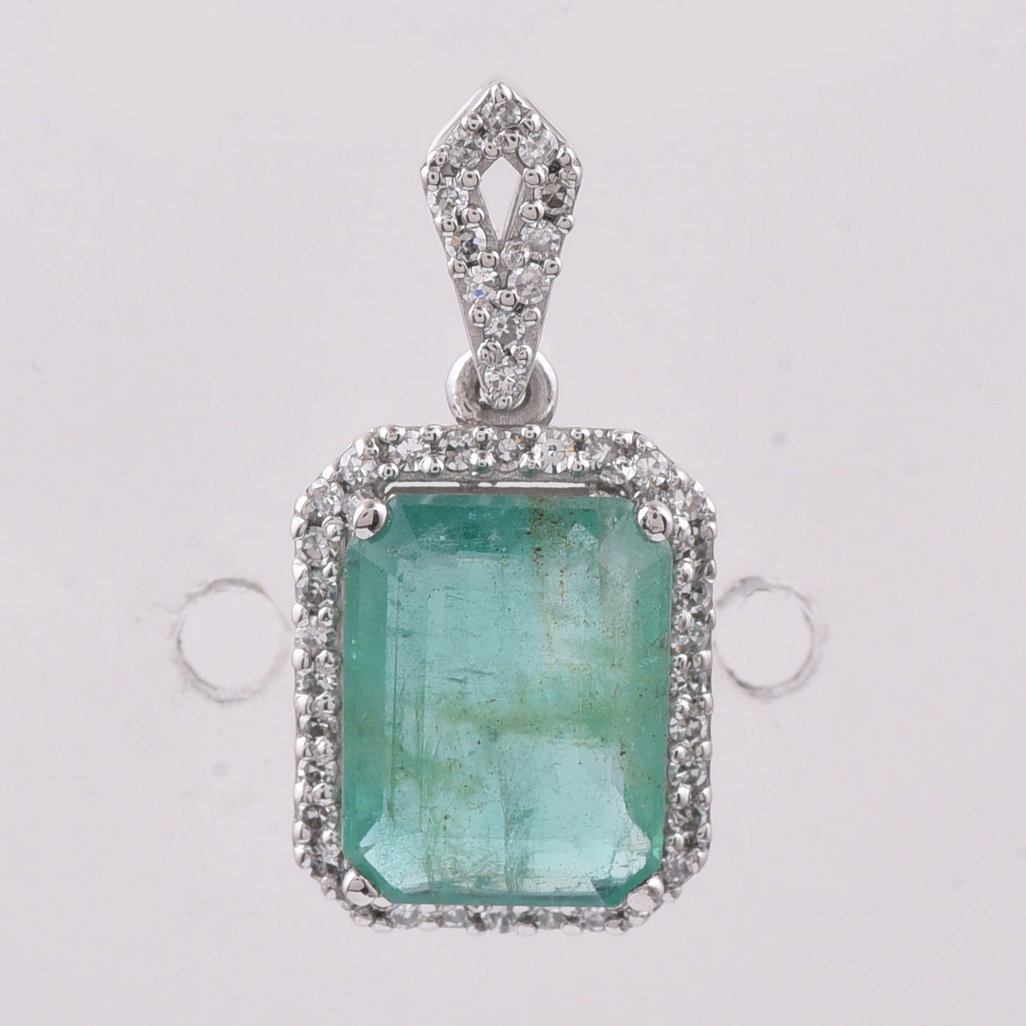 1.98 Ct Octagon Step Cut Natural Emerald 950 Platinum Pendant