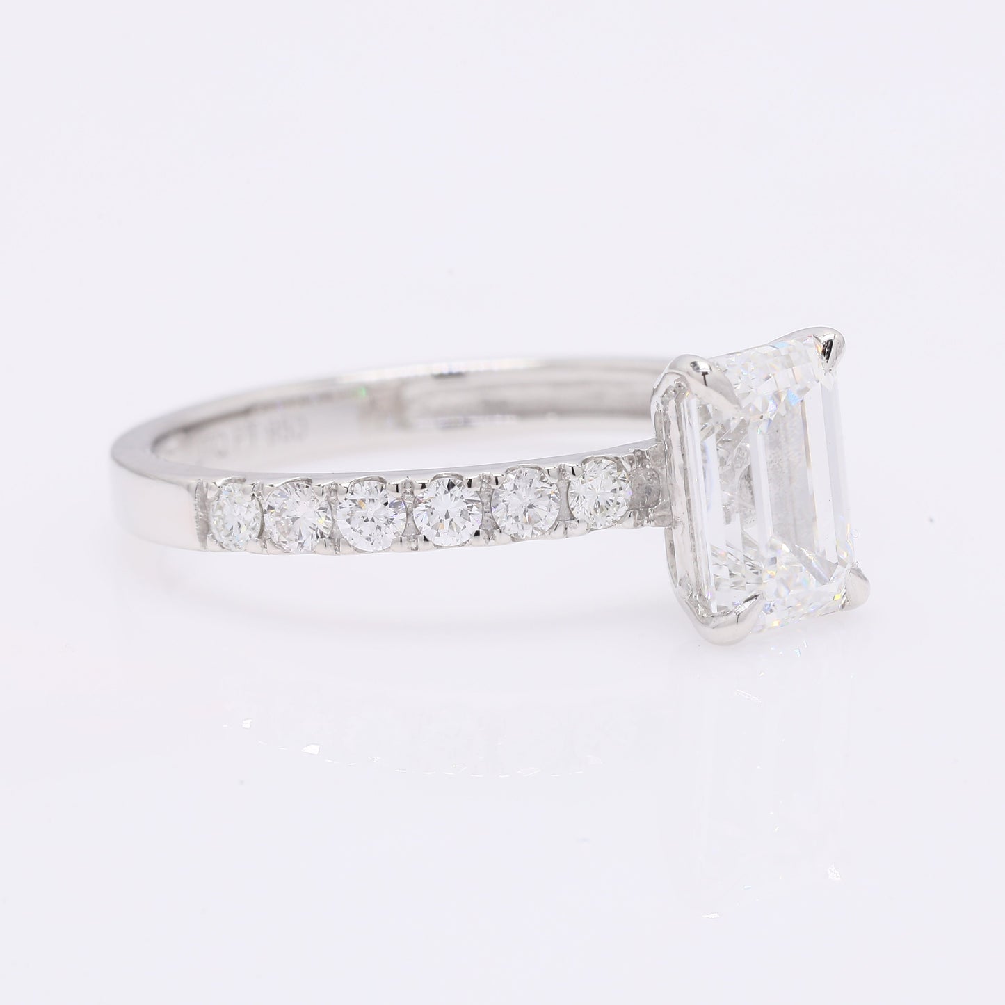 1.98 Ct Emerald Cut Lab Grown Diamond 950 Platinum Ring