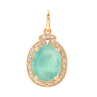 1.97 Ct Oval Mixed Cut Natural Emerald 14K Gold Pendant