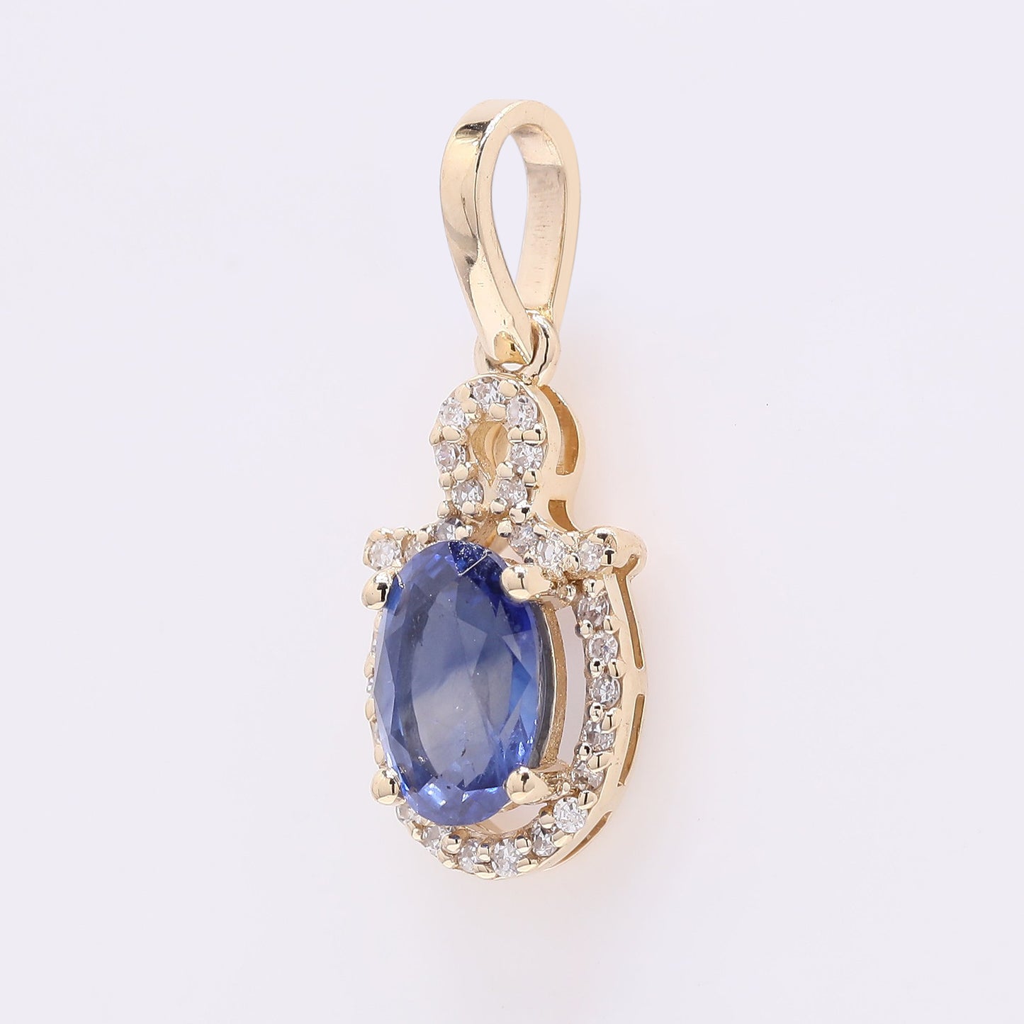 1.07 Ct Oval Mixed Cut Natural Sapphire 14K Gold Pendant