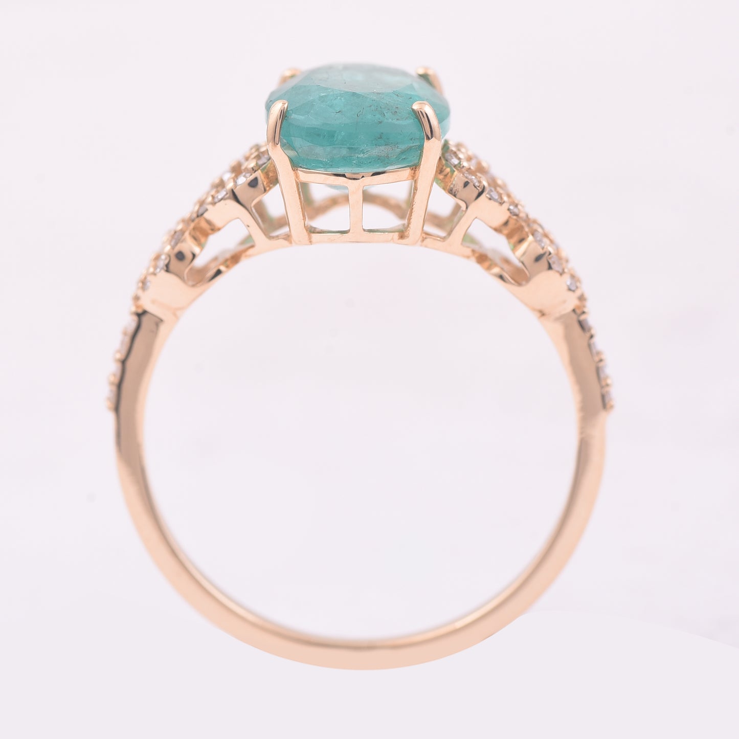 2.39 Ct Oval Mixed Cut Natural Emerald 14K Gold Ring