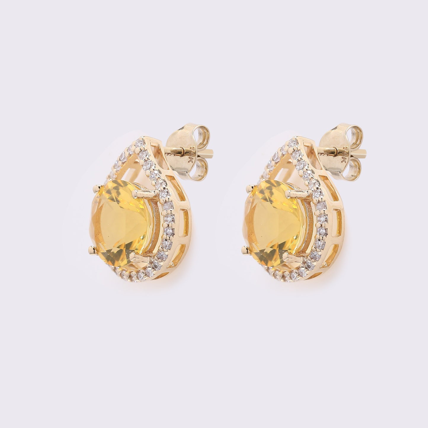 1.84 Ct Round Mixed Cut Natural Fire Opal 14K Gold Earrings