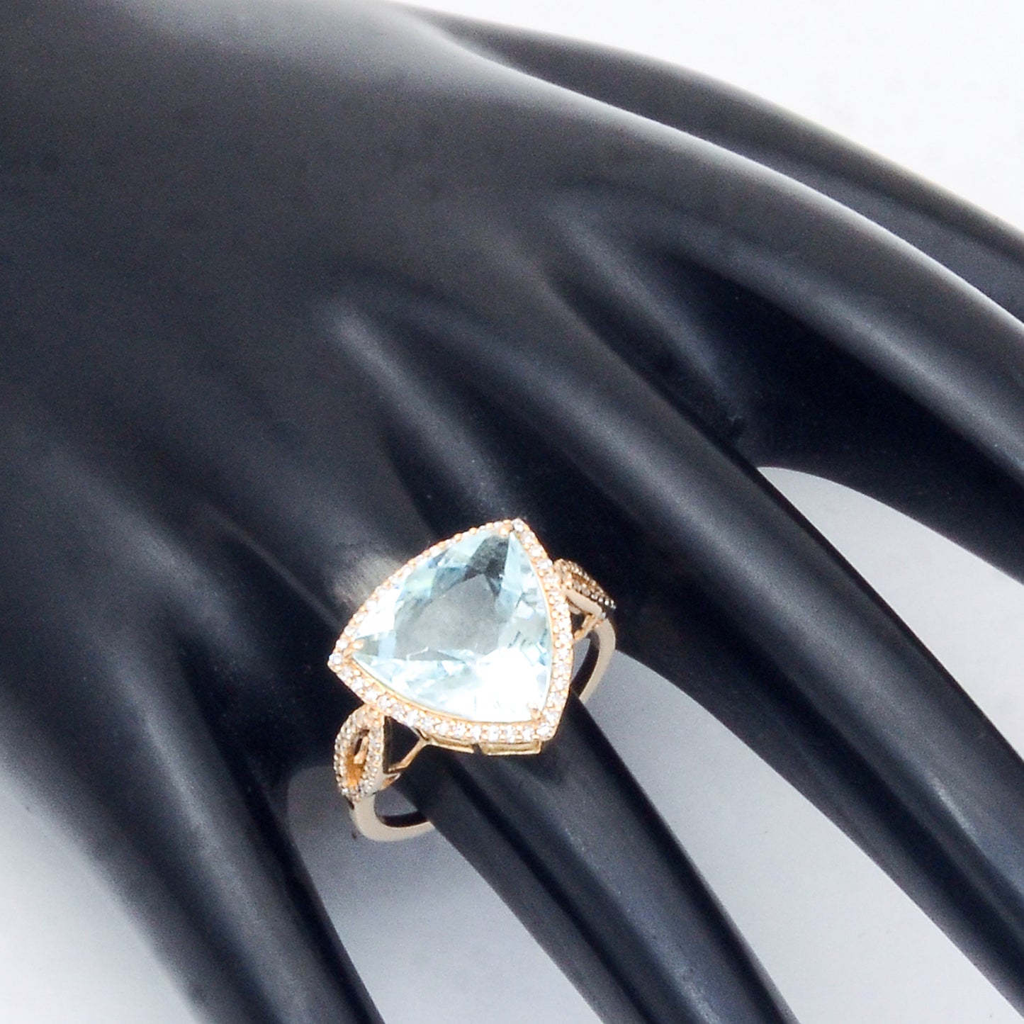 4.46 Ct Triangle Mixed Cut Natural Aquamarine 14K Gold Ring