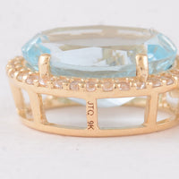 2.45 Ct Oval Aquamarine 9K Gold Pendant