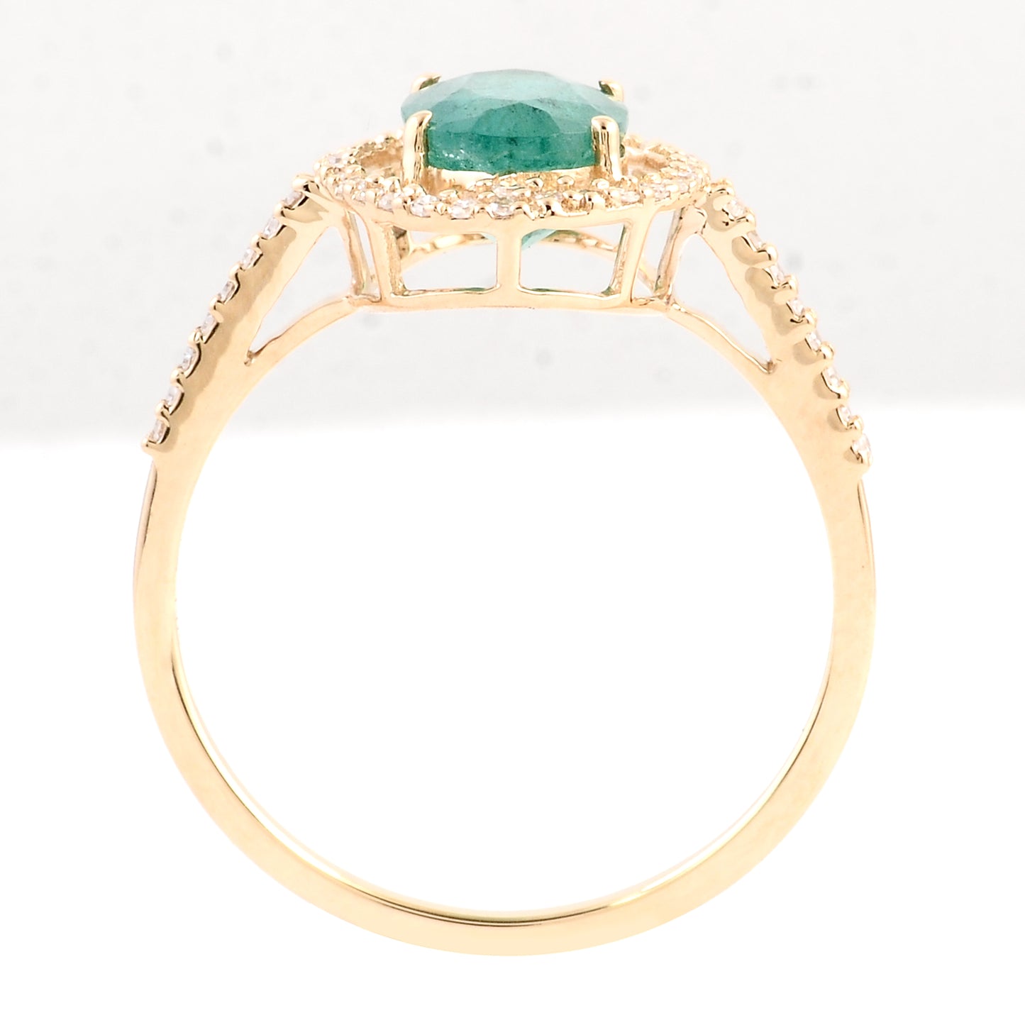 1.39 Ct Oval Mixed Cut Natural Beryl Emerald 14K Gold Ring
