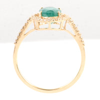 1.39 Ct Oval Mixed Cut Natural Beryl Emerald 14K Gold Ring