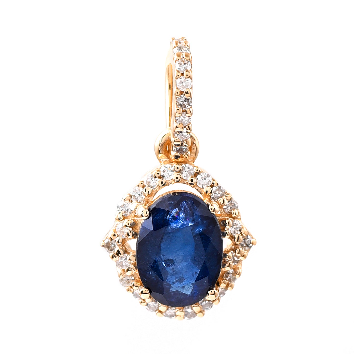 1.11 Ct Oval Mixed Cut Natural Sapphire 14K Gold Pendant