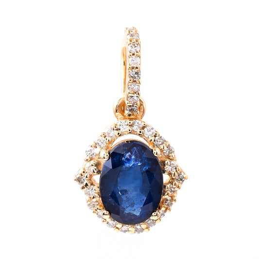 1.11 Ct Oval Mixed Cut Natural Sapphire 14K Gold Pendant