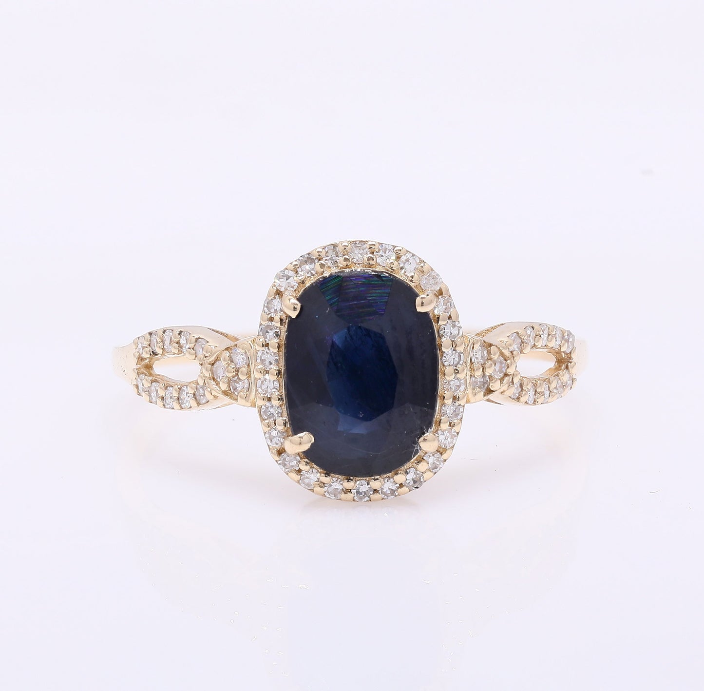 1.76 Ct Cushion Mixed Cut Natural Sapphire 14K Gold Ring