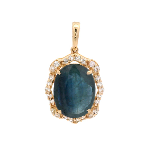 4.71 Ct Oval Sapphire 14K Gold Pendant