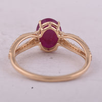 1.63 Ct Oval Mixed Cut Natural Ruby 14K Gold Ring
